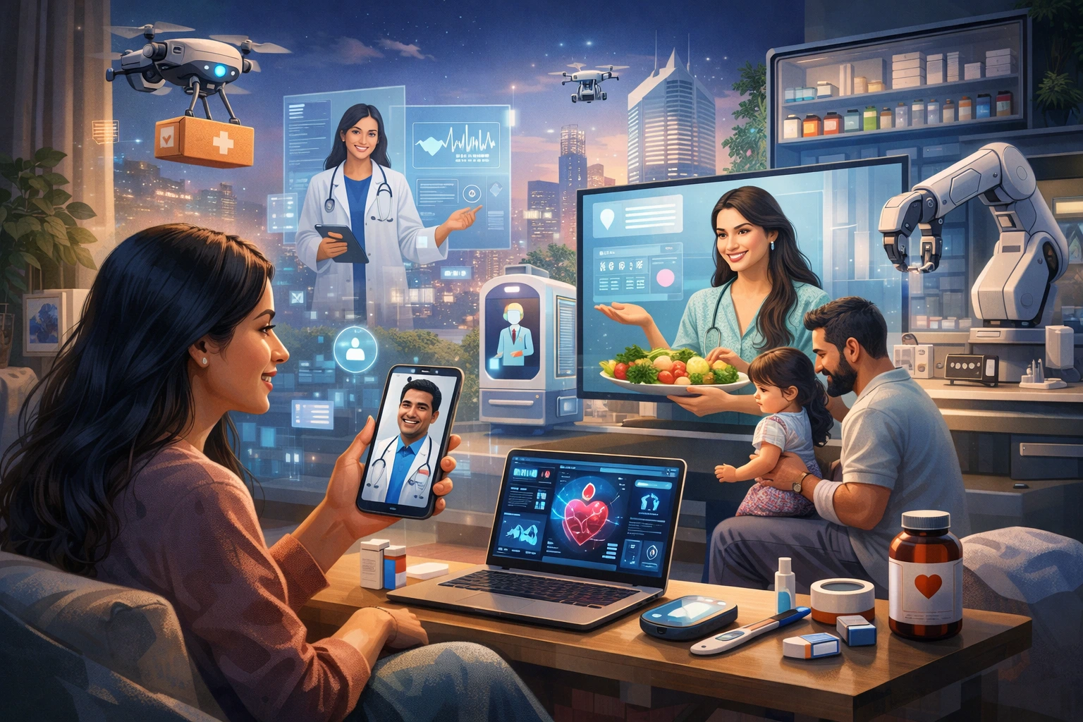 Simple infographic showing how online care in 2026 helps users clarify symptoms, choose between online consult or clinic visit, and trust the right doctor using verified signals.