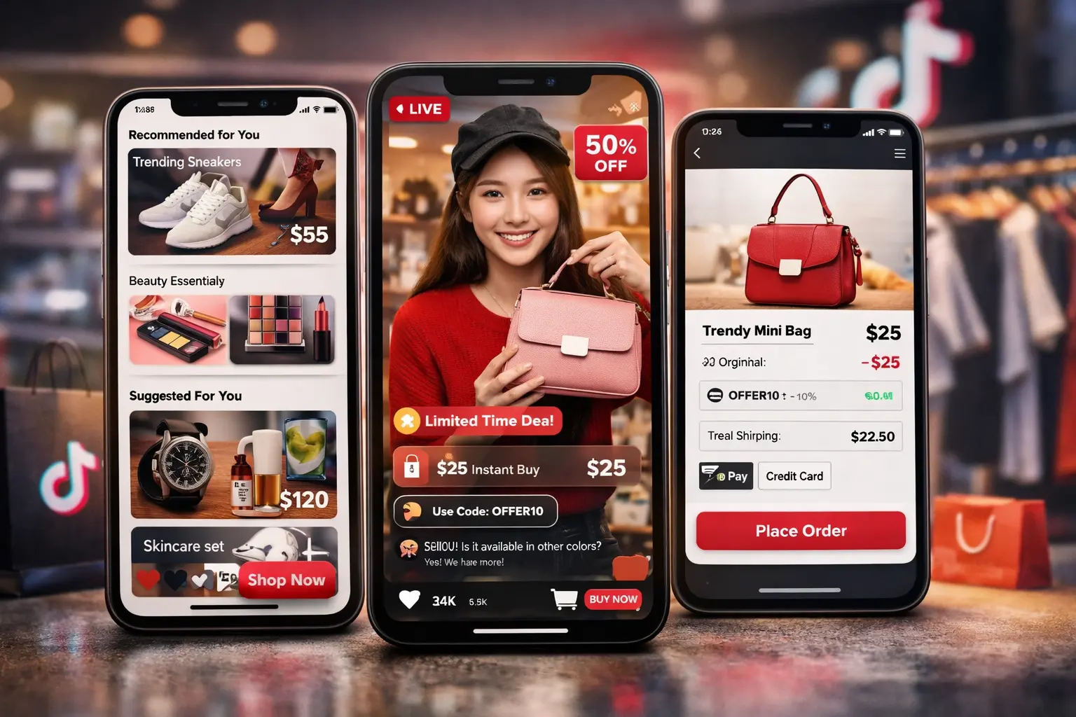 TikTok live shopping and creator monetization features in 2026.